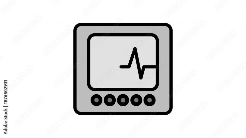 Animated Heart Rate Monitor Icon in Filled Line Style with Alpha Channel. Perfect for Project and Presentations