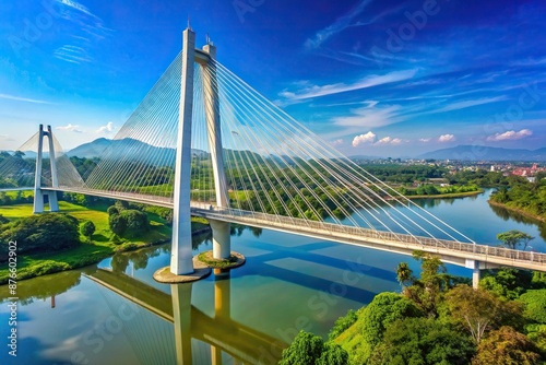 A Pasupati Cable Stayed Bridge In The Clear Blue Sky in Bandung Indonesia, Bandung, Pasupati, Cable, Clear, Blue photo