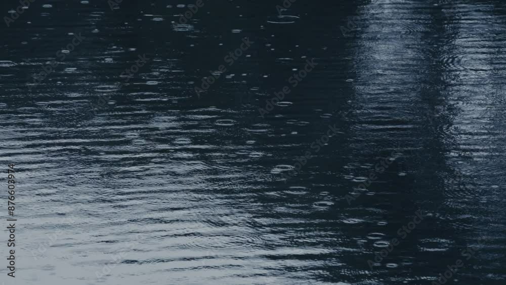 Raindrops and associated ripples on water surface Raindrops and associated ripples on water surface