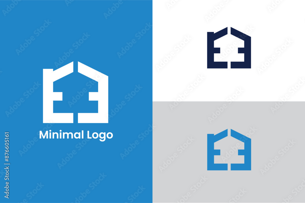 initial letter EE home icon modern construction and real estate business iconic logo