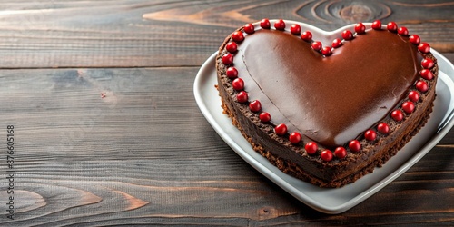 Heart shaped chocolate cake for Valentine s Day , Valentine, chocolate photo