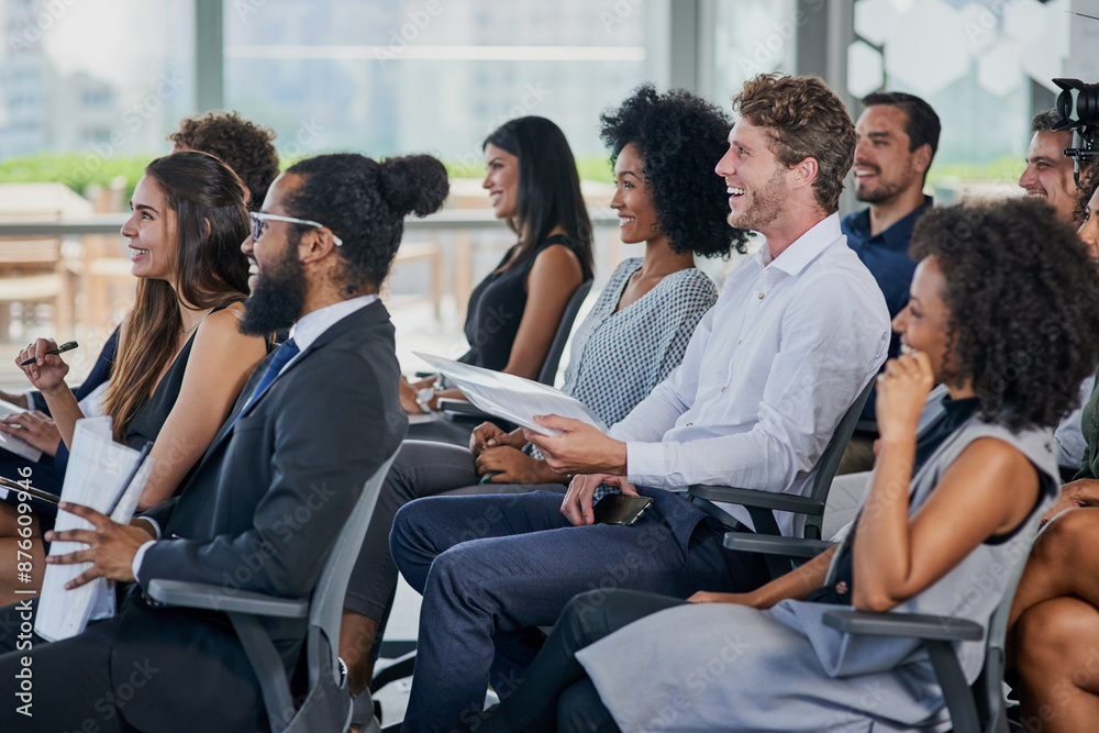 © Sanc/peopleimages.com - Corporate, development and seminar with business people in conference room for learning or training. Education, event or workshop with man and woman employee group in audience or crowd at office © Sanc/peopleimages.com - Corporate, development and seminar with business people in conference room for learning or training. Education, event or workshop with man and woman employee group in audience or crowd at office