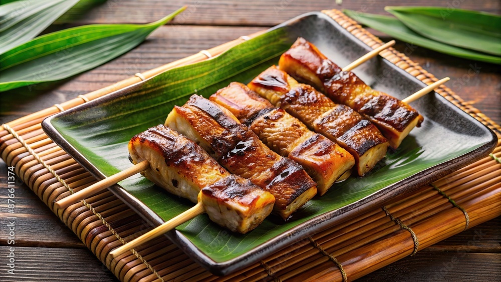 Kurikara yaki (charcoal grilled eel skewers) Japanese unagi dish, yaki
