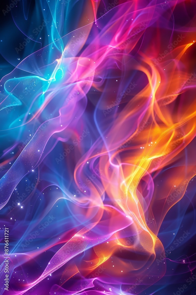 Fototapeta premium Illuminated Futuristic Energy - Vibrant Abstract Background with Ultraviolet Glowing Shapes and Neon Lines