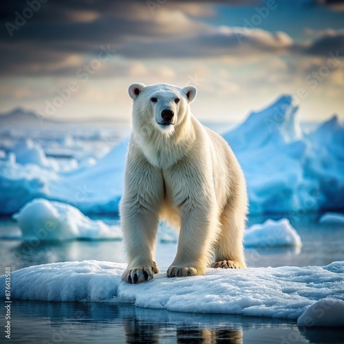 Polar bear stands on a glacier in the Arctic, glacier, Polar © Sompong