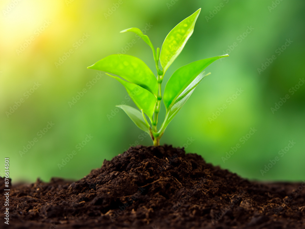 Fototapeta premium young green plant in soil