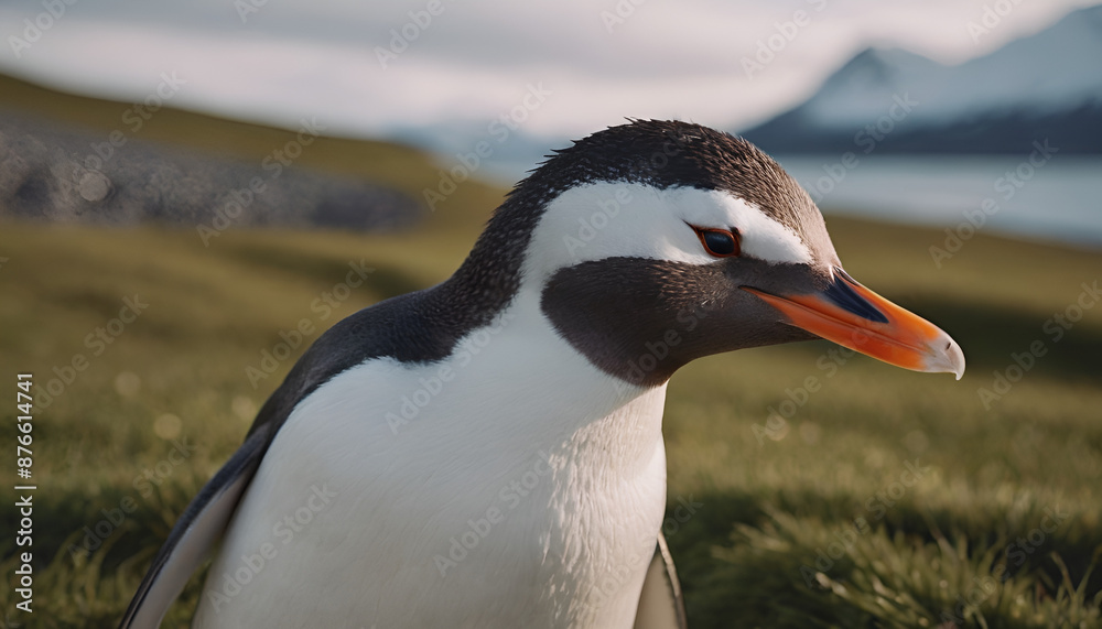 Naklejka premium closeup of a gentoo penguin