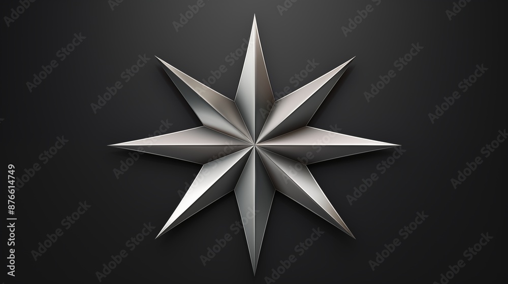 Eight-Pointed Metallic Star - Modern Geometric 3D Design Eight-Pointed Metallic Star - Modern Geometric 3D Design