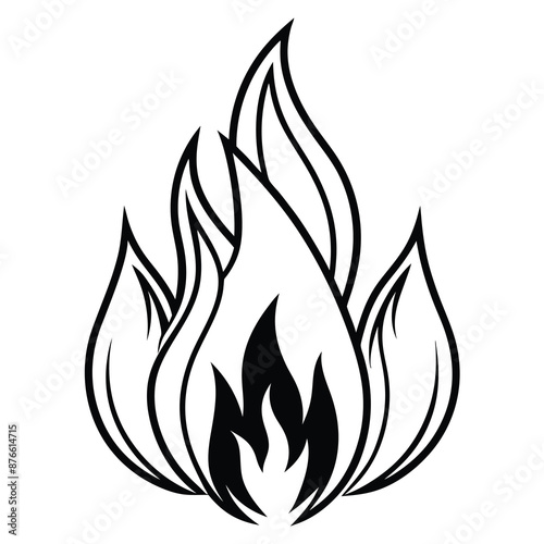 Fire icon collection, Fire flame symbol, Bonfire silhouette logotype, Flames symbols set flat style - stock vector, Silhouette vector illustration