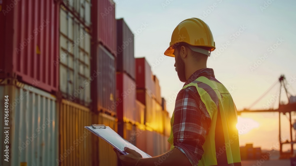 Worker managing logistics. The growth of the logistics industry with advanced technologies, Generative Ai. Worker managing logistics. The growth of the logistics industry with advanced technologies, Generative Ai.