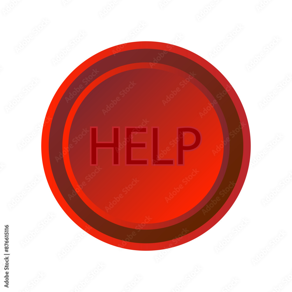 Red help button on metal. Vector illustration Red help button on metal. Vector illustration
