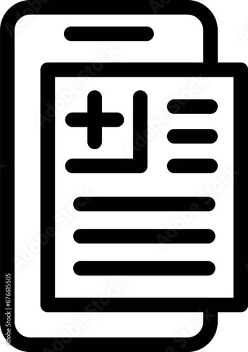 Simple icon representing the concept of telemedicine and online medical records