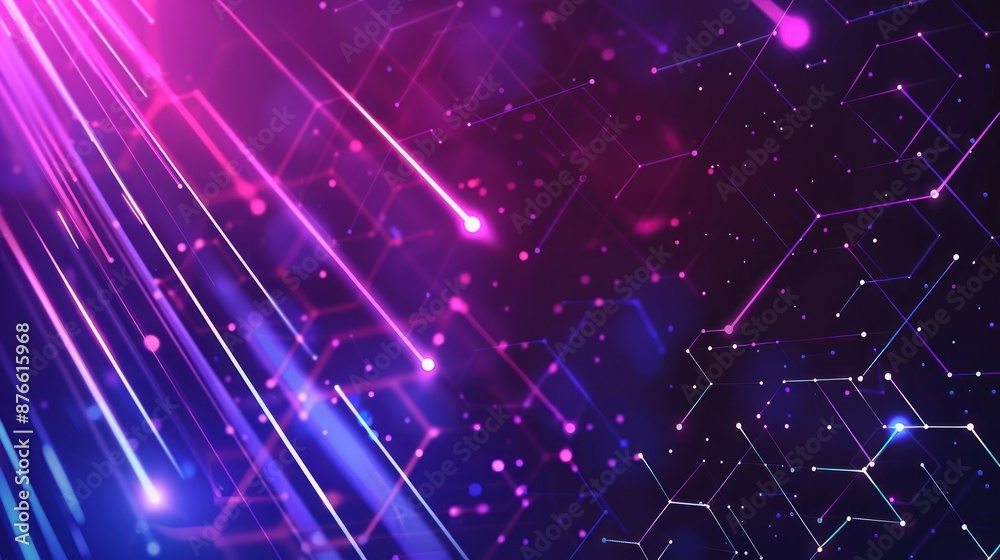 Fototapeta premium Abstract Digital Network with Neon Lines