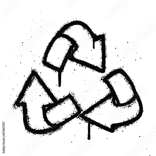 Graffiti spray recycling symbol isolated on white background