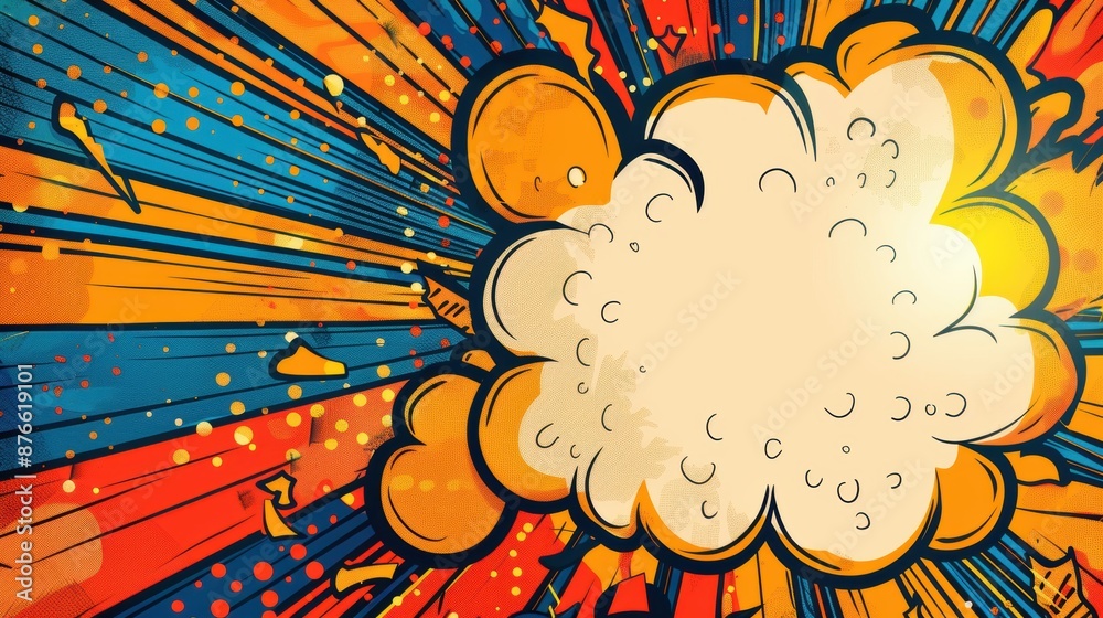 Comic-style explosion background on a superhero invite, bold graphics ...