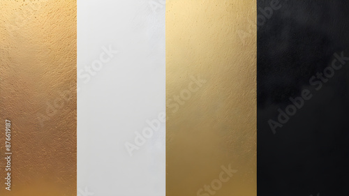 Metal background, black, white and gold.