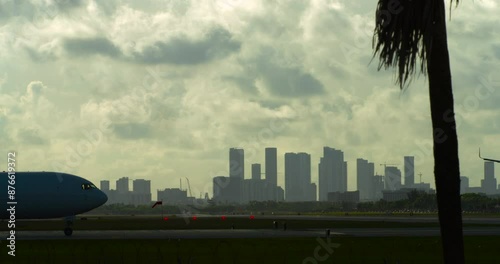 Plane Lands at Miami Airport photo