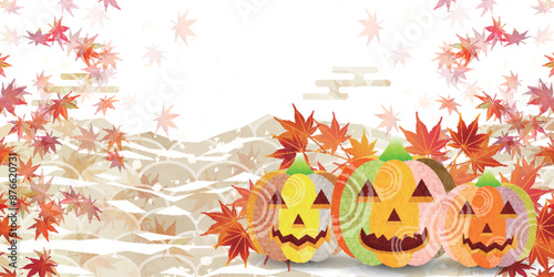 ハロウィン　秋　かぼちゃ　お化け　背景
