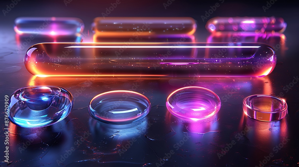 Obraz premium Transparent Hologram element set white background isolated