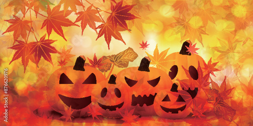 ハロウィン　秋　かぼちゃ　お化け　背景