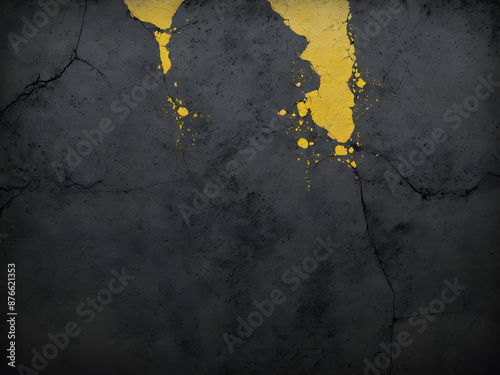 Grunge concrete background. Yellow and black color.