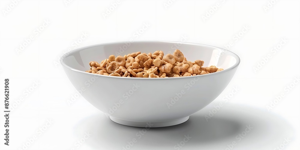 White Bowl of Crispy Cereal 3D Illustration White Bowl of Crispy Cereal 3D Illustration