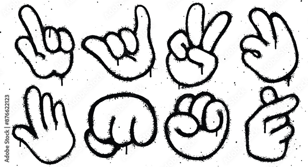 Set of graffiti spray paint hand elements Illustration Set of graffiti spray paint hand elements Illustration