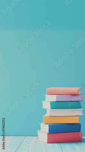 3D rendering of a pile of colored books