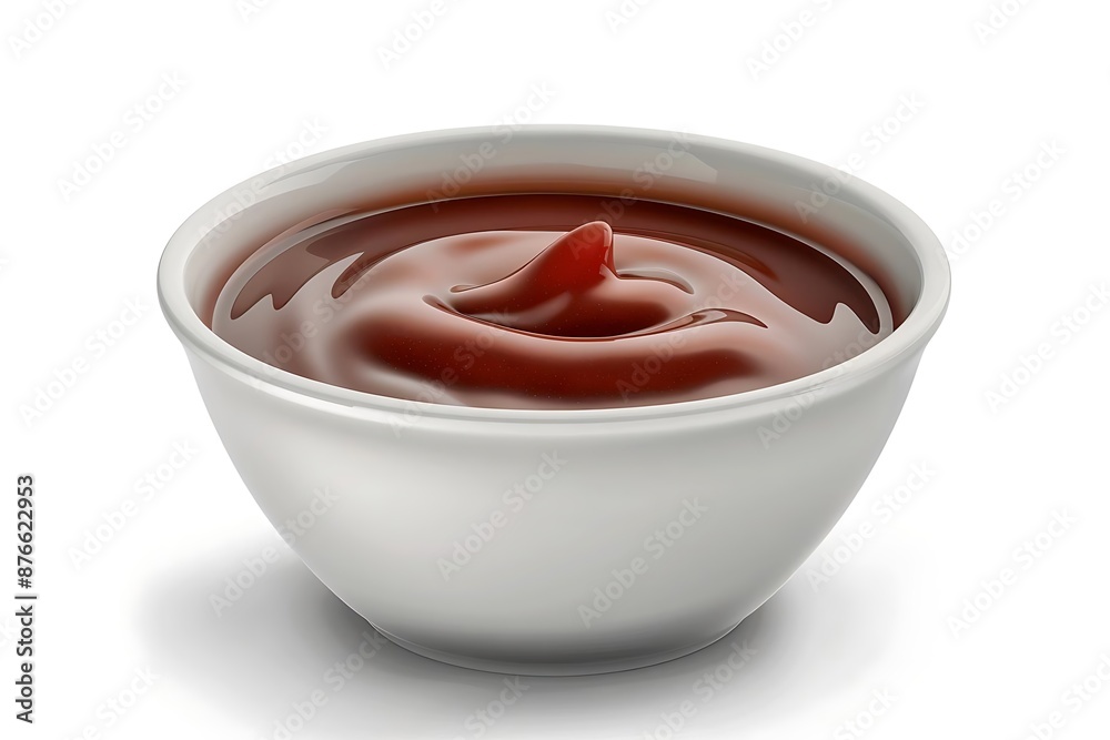 3D Render of a White Bowl with Red Sauce - Realistic Image 3D Render of a White Bowl with Red Sauce - Realistic Image