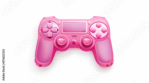 Game controllers gamepads. Modern game joystick. Realistic 3d design element In plastic cartoon style. Pink Icon isolated on white background. Vector illustration 