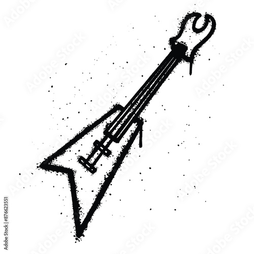 Graffiti spray guitar isolated on white background