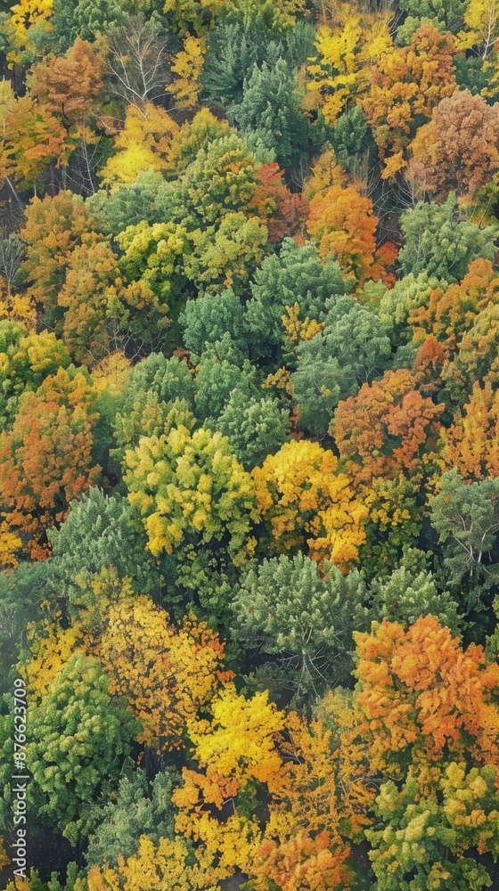 Aerial Perspective of Vibrant Autumn Forest Canopy, Capturing the Seasonal Beauty of Nature's Color Palette Aerial Perspective of Vibrant Autumn Forest Canopy, Capturing the Seasonal Beauty of Nature's Color Palette