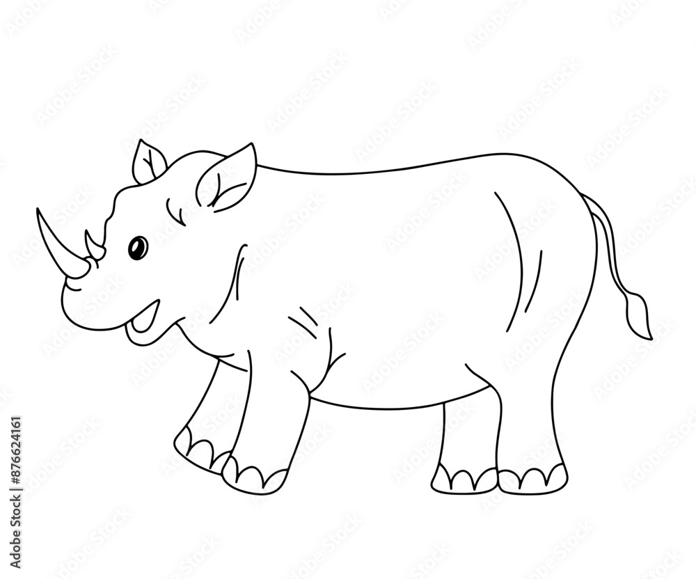 Hand drawn line continuous rhinoceros isolated on transparent background. cartoon style vector illustration. Hand drawn line continuous rhinoceros isolated on transparent background. cartoon style vector illustration.