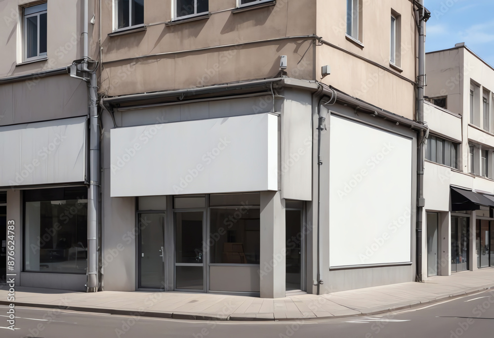 blank poster sign copy space mockup attached to the store building blank poster sign copy space mockup attached to the store building