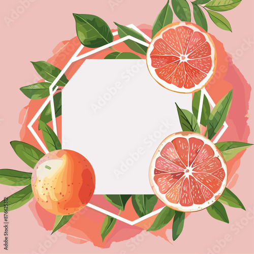 Grapefruit Frame with Pink Background