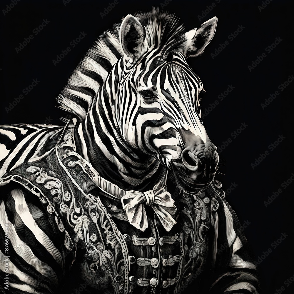 Fototapeta premium the ai generated image, zebra wearing clothes with black and white stripes