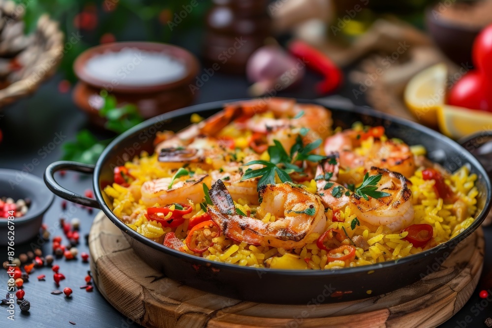 spanish paella in a pan spanish paella in a pan