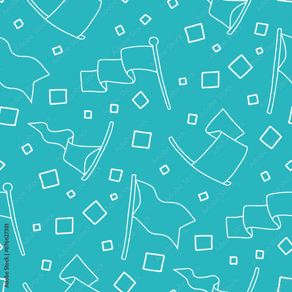 Obraz premium Outline Flag Banner Square Vector Seamless Pattern illustration Design