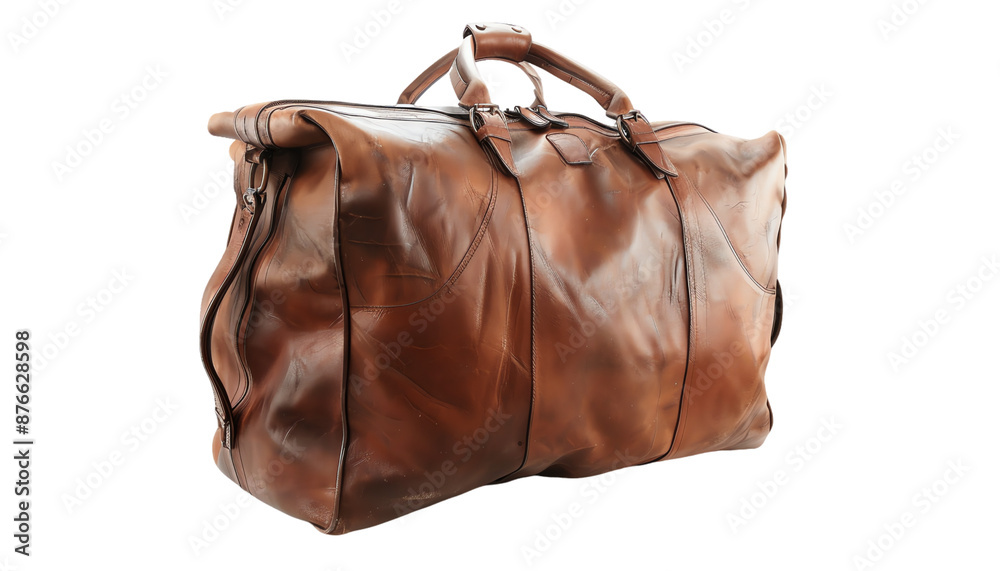 Brown Leather Overnight Bag.