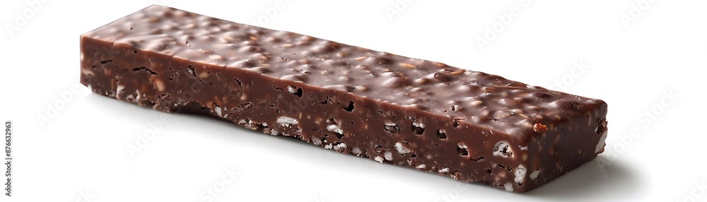 Chocolate Bar with Rice Krispies, Isolated on White Background, Photo Chocolate Bar with Rice Krispies, Isolated on White Background, Photo