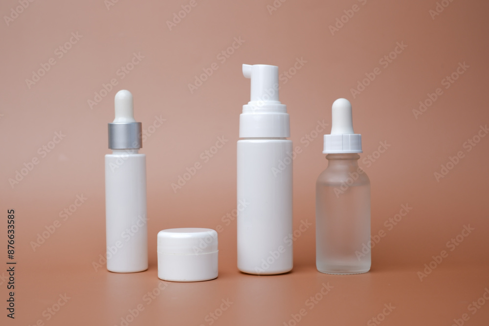 Set of mockup plastic container for skincare cosmetic and beauty product concept. Set of mockup plastic container for skincare cosmetic and beauty product concept.