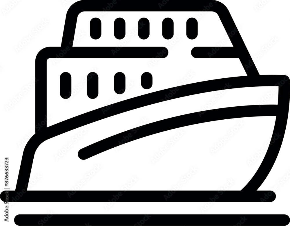 Line art icon of a large passenger ship sailing on the ocean Line art icon of a large passenger ship sailing on the ocean