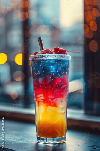 Layered Cocktail with Raspberries