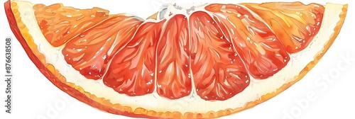 Watercolor Illustration of a Slice of Grapefruit photo