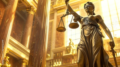 Lady Justice in a Courtroom