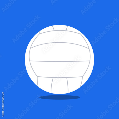 clean vector illustration showcases a white volleyball against a vibrant blue background