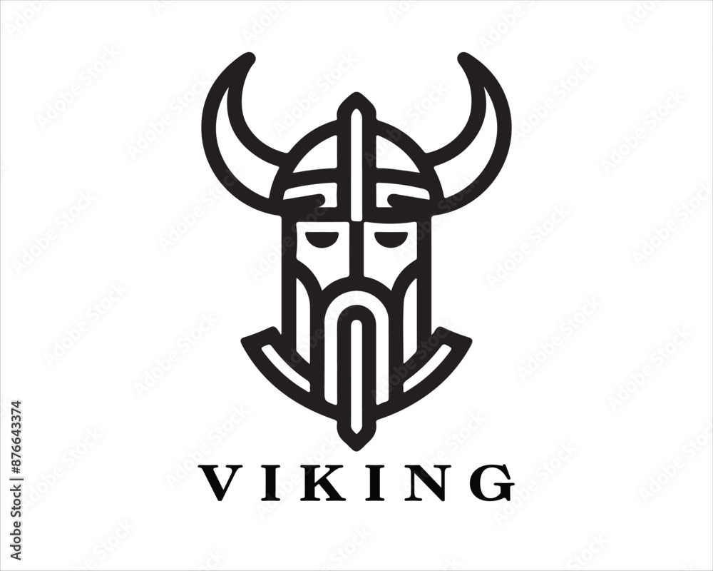 Viking Logo Design Vector Template. Lines Viking Logo Design Icon Symbol Vector Illustration. Viking Logo Design Vector Template. Lines Viking Logo Design Icon Symbol Vector Illustration.