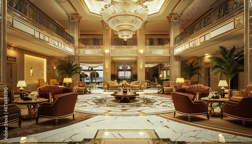 luxury hotel lobby with exclusive furniture and a luxurious atmosphere, background