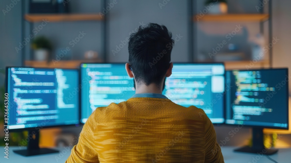 Introvert coding software at a home desk, focused tech work Introvert coding software at a home desk, focused tech work