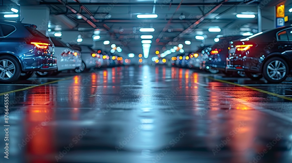 Automobile parking area. Car parked at outdoor parking lot. Used car for sale and rental service. Car dealership and dealer agent concept.